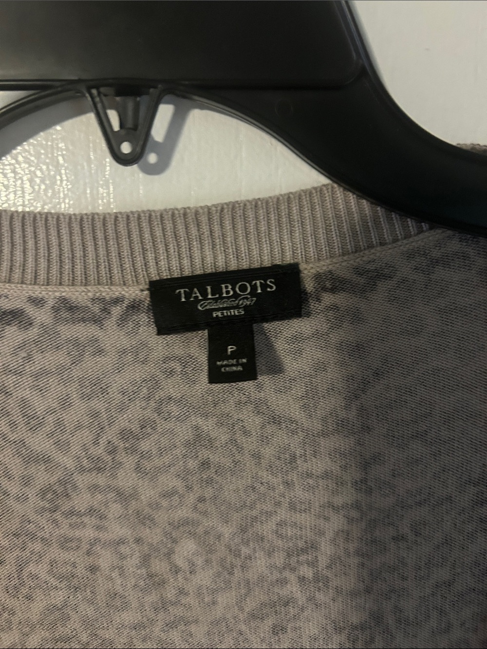Talbots Gray Leopard-Print Cardigan - Picture 2 of 5